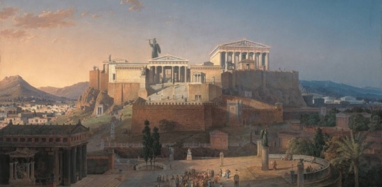 アクロポリスの再建とアテナのアレイオス・パゴス、レオ・フォン・クレンツェ画、1846年