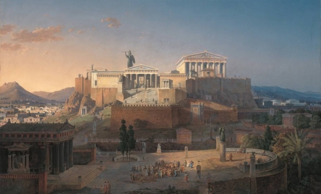 アクロポリスの再建とアテナのアレイオス・パゴス、レオ・フォン・クレンツェ画、1846年