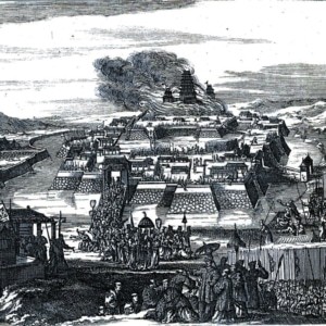 画像：大坂城炎上 1663年絵図　ニューヨーク公共図書館出典 wiki c